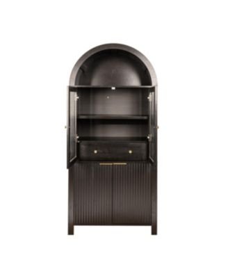 Streamdale 71" Fluted Tall Arched Pantry Cabinet with Adjustable Shelves & Hidden Drawer, Black