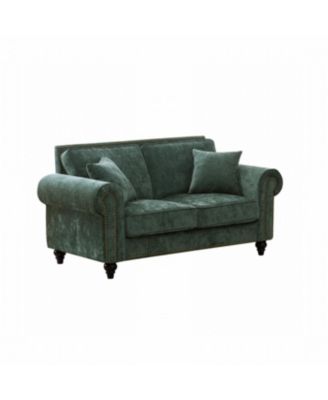 Streamdale 63" Modern Chenille 2-Seater Sofa with Rolled Arms, Wood Legs, Green