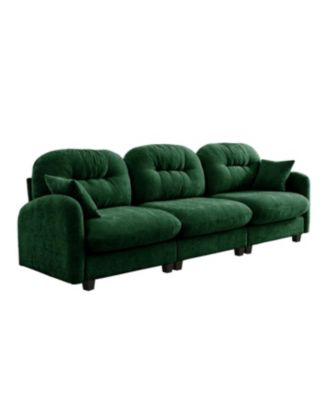 Streamdale Three-Seater Modular Sectional Couch, Soft Chenille Fabric, Green