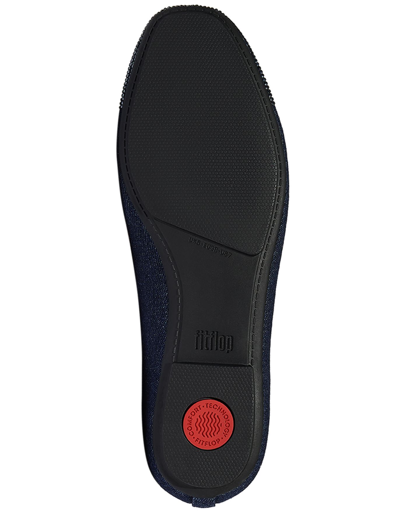 Женские джинсовые балетки FitFlop Delicato с кристаллами и мысом, цвет: Тёмный джинсовый — фото 4
