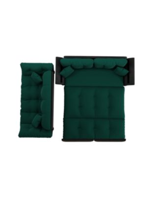 74.8" Queen Pull Out Sofa Bed, 3-in-1 Convertible Sleeper Tufted Sofa with 2 Pillows, Green
