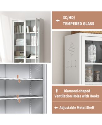 Kitchen Pantry Cabinet - 72" Tall Storage with 5 Adjustable Shelves, White