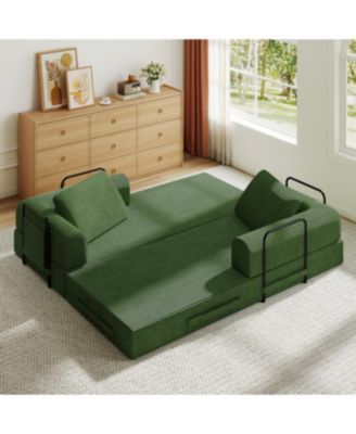 Convertible Sleeper Sofa Bed with Pillow - Corduroy Folding Mattress Couch for Living Room