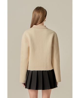 Women's Contrast Placket Cardigan