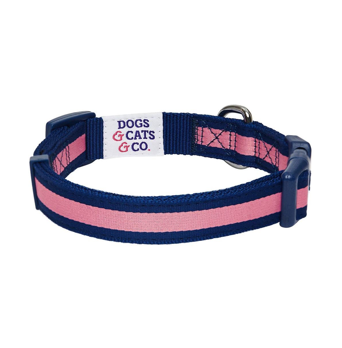 Dogs & Cats Co. Striped Dog Collar with Removable Padded Comfort Cover Red and Pink