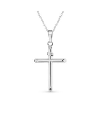 Set of 2 Minimalist Medium & Large Cross Pendant Necklace Sterling Silver