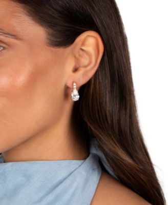 Fancy Cubic Zirconia Gold Plated Marquise X Pear Dangle Stud Earrings