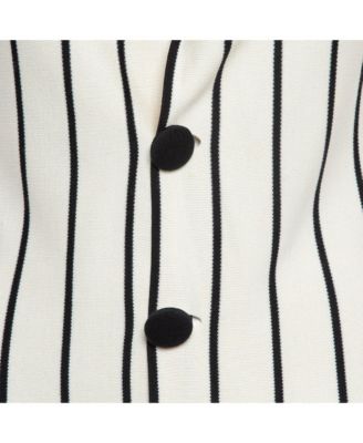 Women's Cream Striped Silk Knit Cardigan