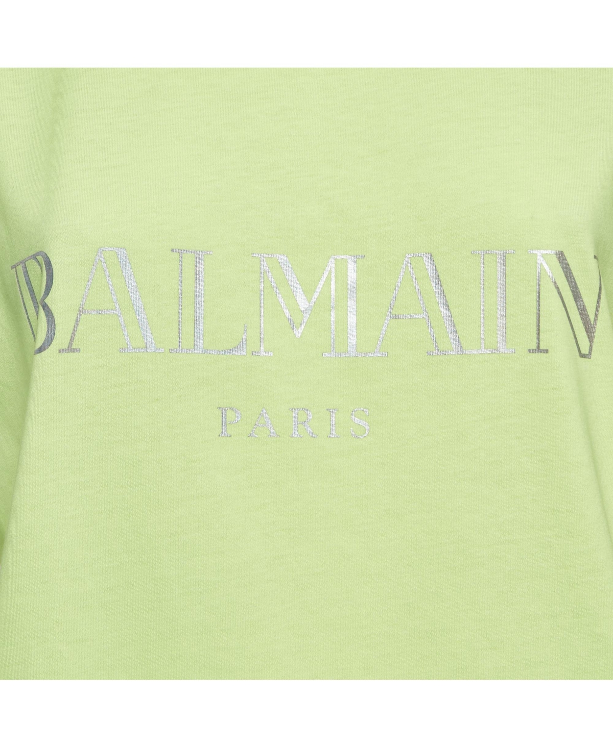 Pre-Owned Balmain Women's Fluorescent Green Logo Print Jersey Sleeveless T-Shirt