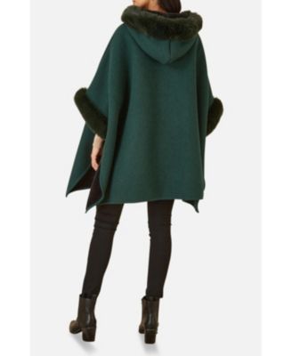 Women's Hooded Fur Cape Jacket