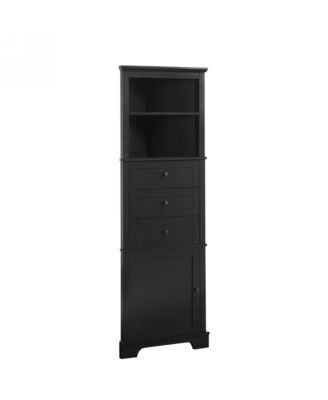 68.9"H Triangle Tall Cabinet with 3 Drawers and Adjustable Shelves for Bathroom/Living Room