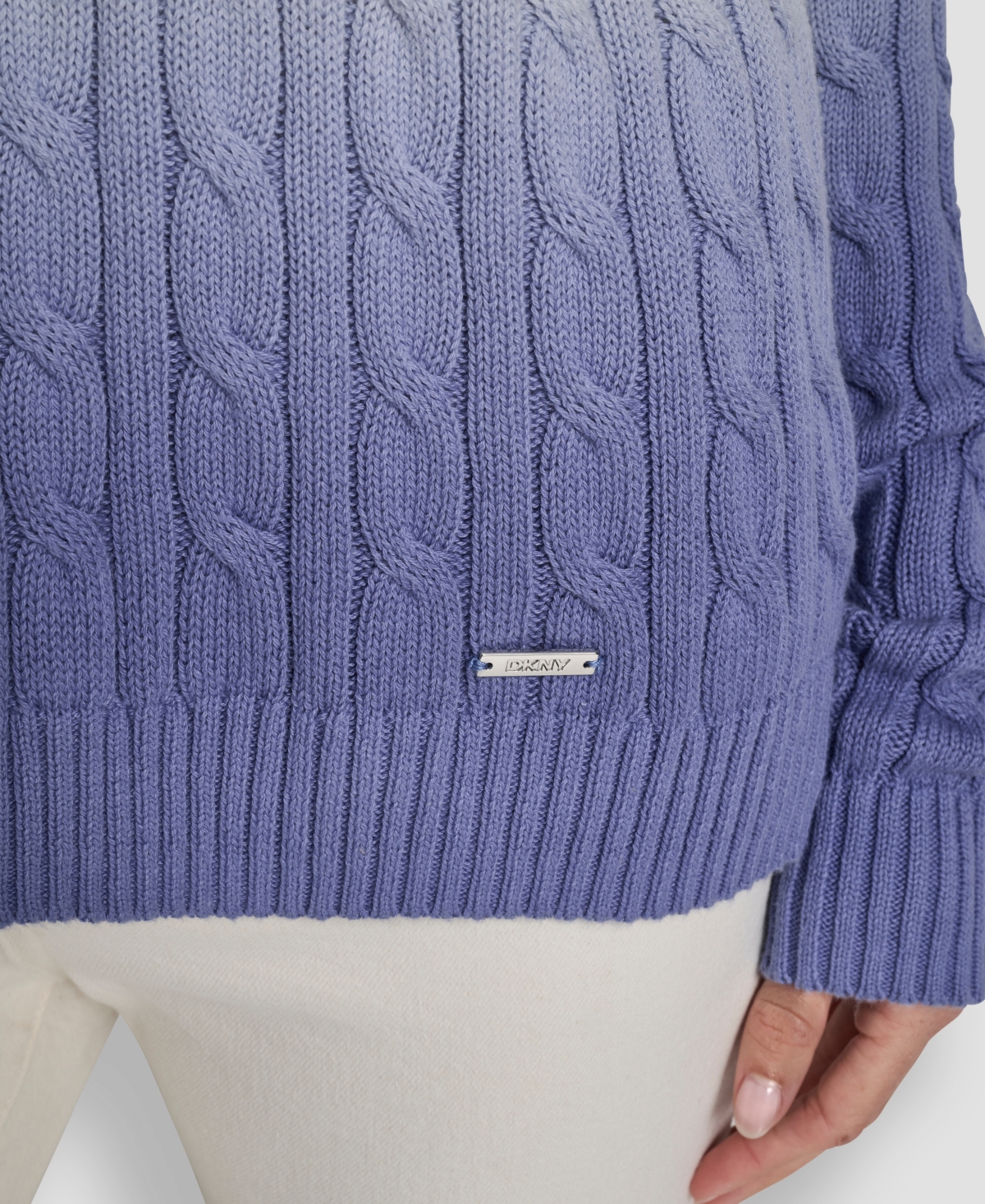 Dkny Jeans Women's Deep Dye V-Neck Cable Sweater