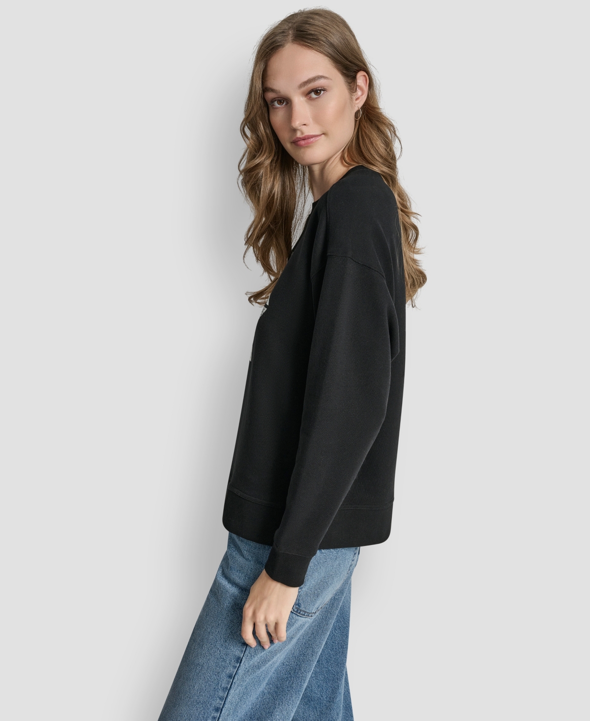 Dkny Jeans Women's Stacked Foil Logo Crewneck Sweatshirt