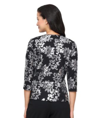 Women’s 3/4-Sleeve Sequin Stretch Tank Top with Jacket