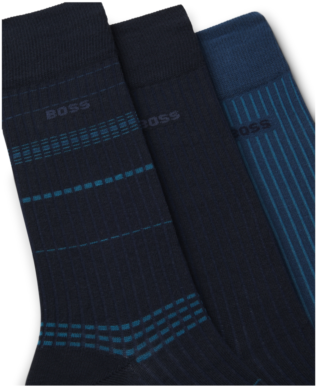 Hugo Boss Men's Ribbed Stripe Socks, 3-Pack