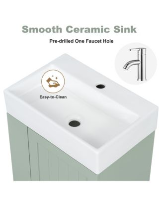 Bathroom Vanity with Ceramic Sink Storage Cabinet Drawer and Golden Handle