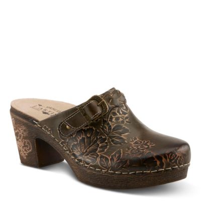 Calliroe Open-Back Clogs | Hand-Painted Leather Slip-On With Floral Details