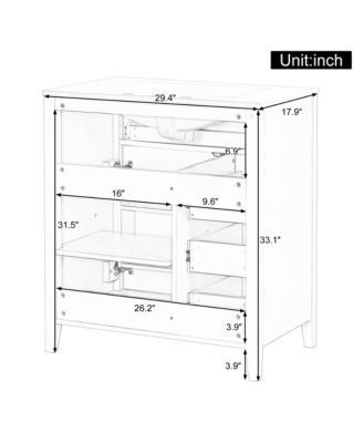 Bathroom Vanity with Sink 3 Drawers and Adjustable Shelf Freestanding Storage