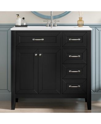 36" Bathroom Vanity with Sink Combo, Cabinet with Drawers, Solid Frame and MDF Board