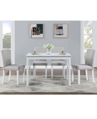 5-Piece Crystal Accent Wood Dining Set with Rectangular Kitchen Table and 4 Upholstered Chairs