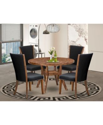 5 Piece Dining Table Set For 4 Contains 48" Round Table In Black Color