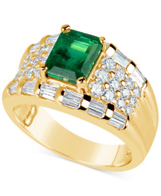 Macy's - Emerald (1-2/3 ct. t.w.) and Diamond (1-1/6 ct. t.w.) Ring in 14k Gold