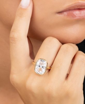 Elongated Clear Cubic Zirconia Cocktail Ring
