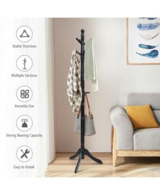 Entryway Height Adjustable Coat Stand with 9 Hooks