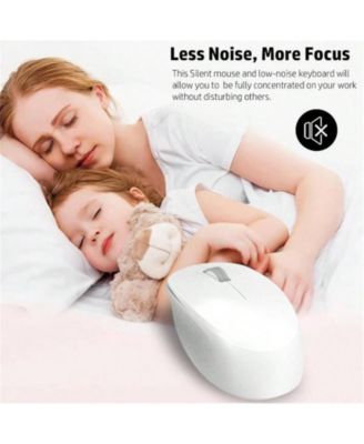 Wireless Keyboard & Mouse Combo – Full-Size, Silent, 2.4GHz, 2-in-1 Receiver, Compatible with Laptops – White