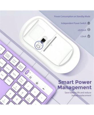 Wireless Keyboard And Mouse Combo - 2.4G Full-Sized Keyboard Mouse, 3 DPI Adjustable Cordless Keyboard And Mouse, Quiet Click Computer Laptop - Purple