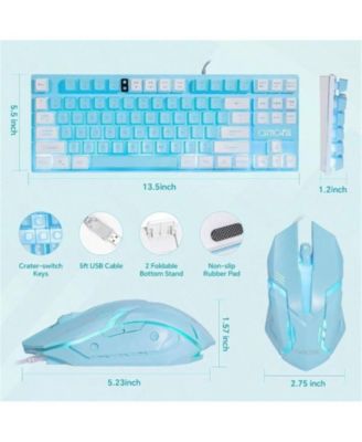87 Keys TKL Gaming Keyboard And Mouse Combo - Wired Backlit Keyboard with 800 - 3200 DPI RGB Mouse, Gaming PC Laptop - Main Blue