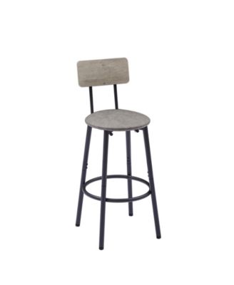 Round Stool Set with Shelf and Upholstered Backrest, 23.62'' W x 23.62'' D x 35.43'' H