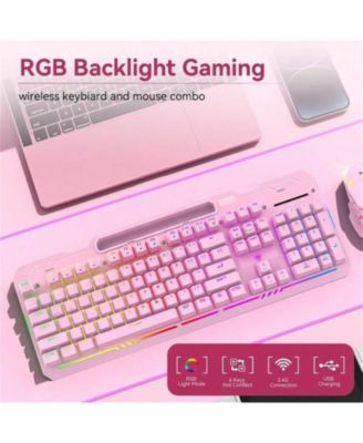 Wireless Gaming Keyboard And Mouse Combo - RGB Backlit Rechargeable 2000mAh,