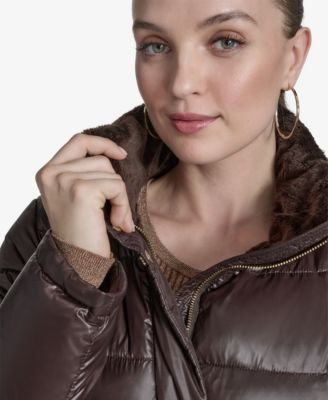 Women's Stand Collar Belted Puffer Coat