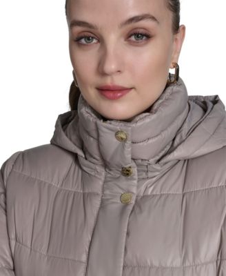 Women's Stand Collar Belted Puffer Coat