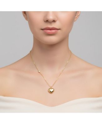 Teens 14K Gold Plated Cubic Zirconia Heart Design Necklace