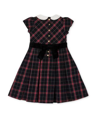 Little and Big Girls' Organic Stretch Poplin Peter Pan Collar Dress with Velveteen