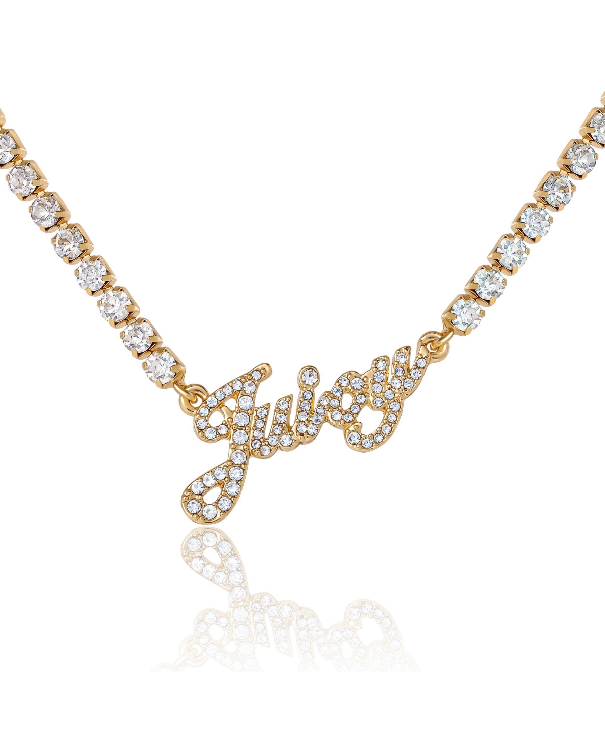 Juicy Couture Logo Script Chain Pave Necklace