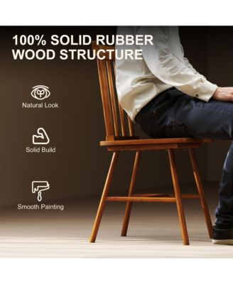 Dining Chairs Set of 4, Farmhouse Rubber Wood Kitchen Chairs,