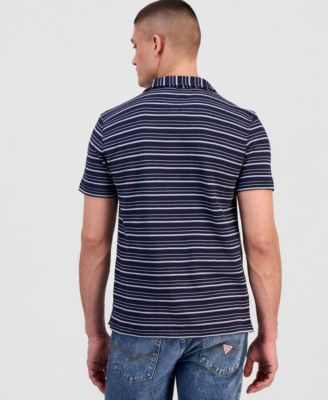 Men's Linear Striped Boucl&eacute; Knit Camp Shirt