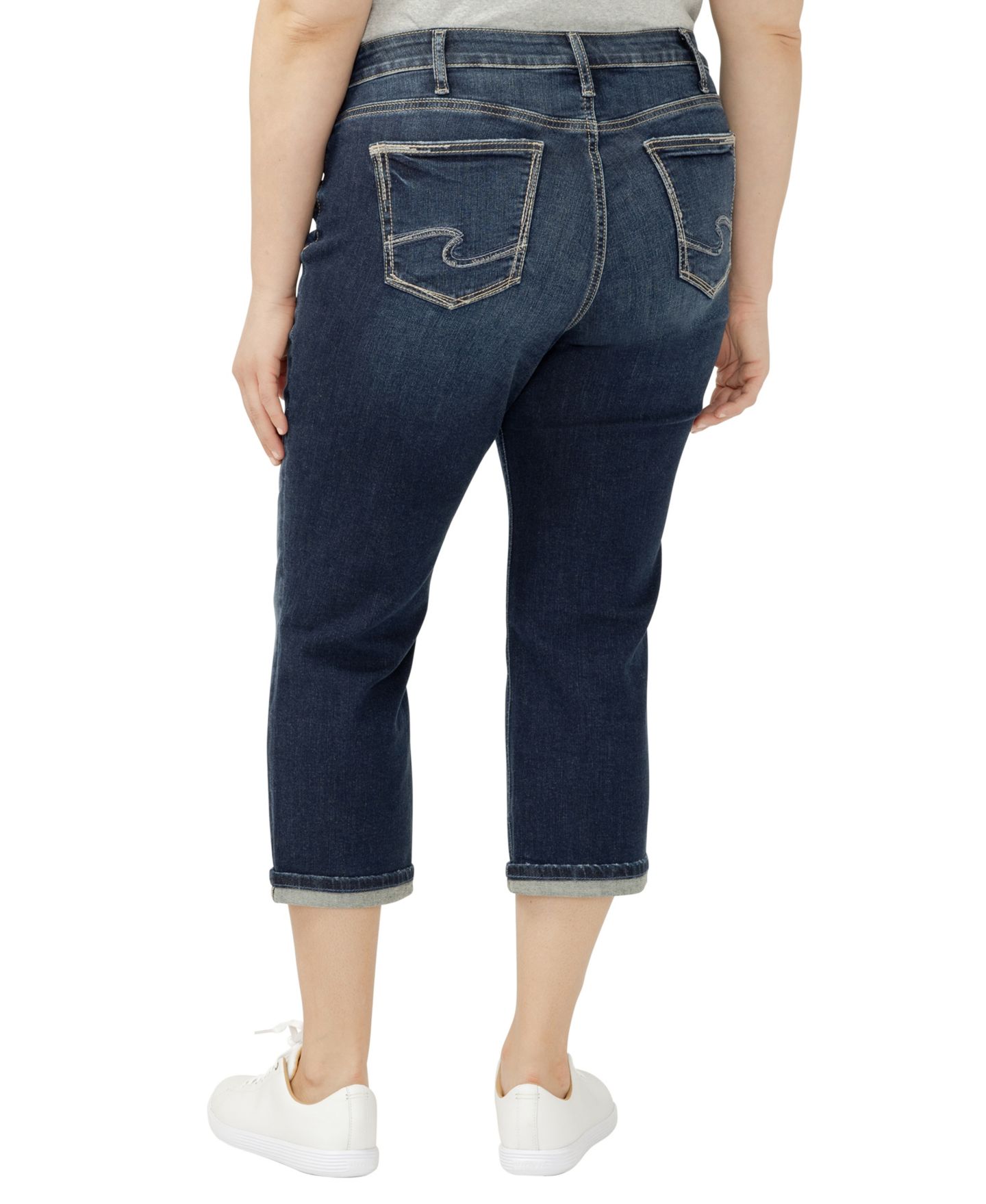 Женские джинсы Silver Jeans Co. Plus Size Suki Mid Rise Curvy Fit Capri, цвет: Florida — фото 3