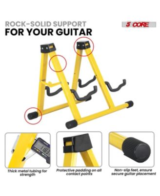 Double Guitar Stand Floor Adjustable A Frame Folding Acoustic Electric Guitars Holder Stands GSS 2N1 YLW