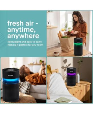 Portable Air Purifier with Aroma Box, Ambient Light, High-Efficiency Filter, 2-Speed, Timer & Sleep Mode.