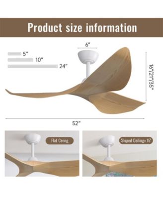 52-Inch Modern Lightweight White Ceiling Fan with Remote Control and 3 Blades