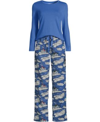 Women's Tall Pajama Gift Set - Knit Long Sleeve Top and Flannel Pants