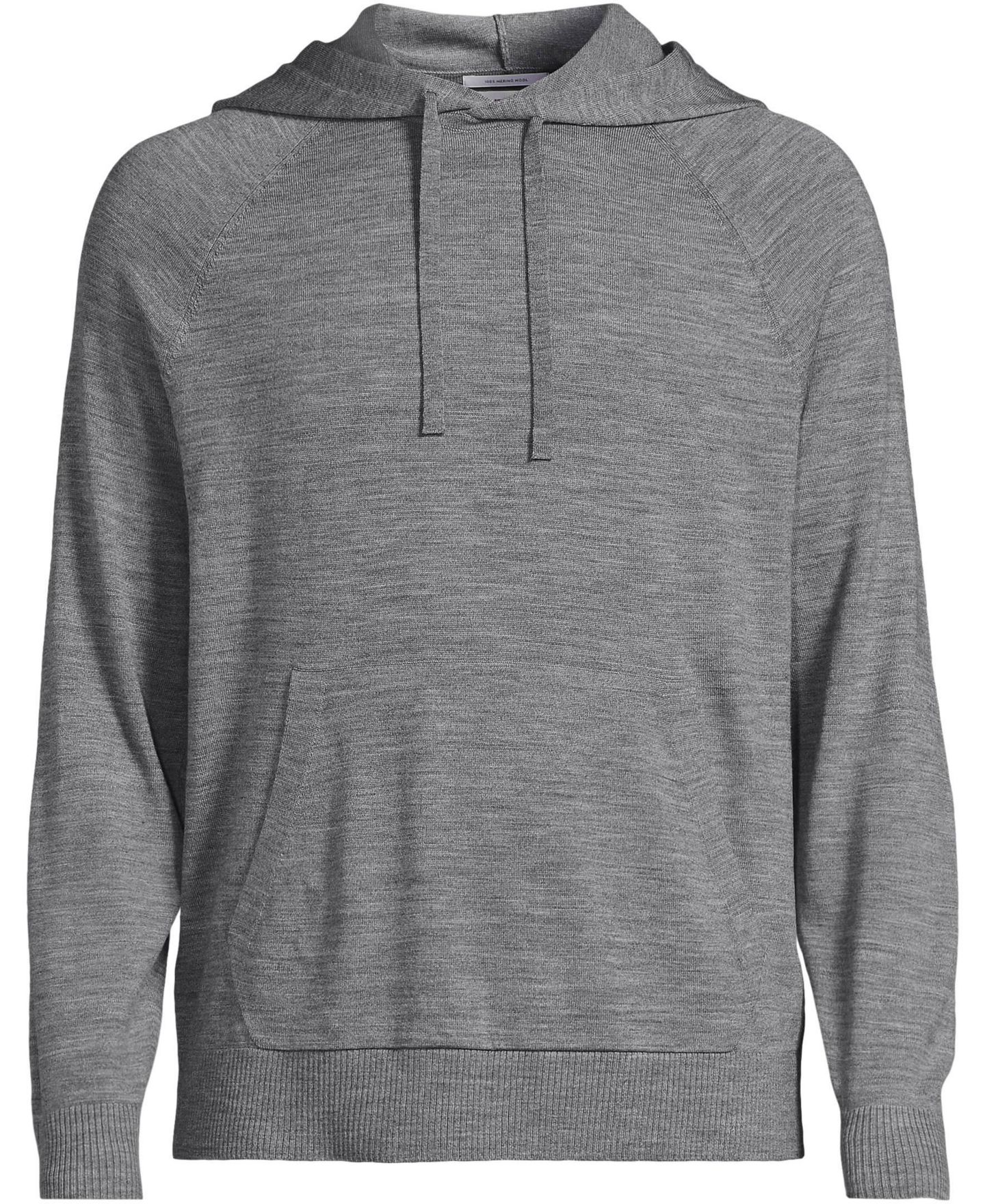 Мужское худи Lands' End Long Sleeve Washable Merino Pullover, цвет: Оловянный меланжевый — фото 3