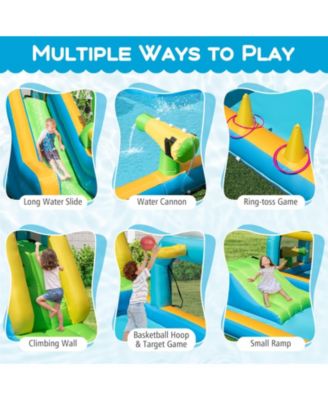 Inflatable Dual Water Slide Aqua Park with Tropical Theme and 750W Blower