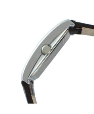 Men's 30X40mm Silver Tank Shape Watch with Black Strap