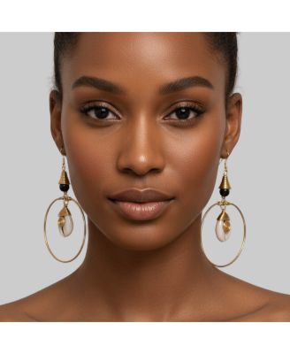 Malindi Cowrie & Brass Earrings – Handcrafted Kenyan Design