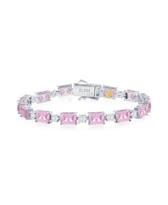 Suzy Levian Gala Collection Sterling Emerald-Cut Cubic Zirconia Tennis Bracelet - Pink 231$